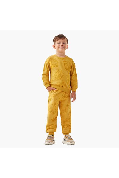 Juniors All-Over Vehicle Print Long Sleeves Sweatshirt and Joggers Set