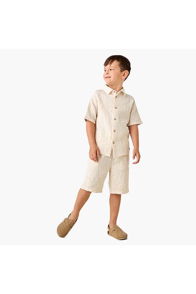 ELIGO Embroidered Shirt and Shorts Set