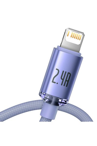 Baseus Kabel przewód do szybkiego ładowania i transferu danych USB Iphone Lightning 2.4A 2m fioletowy