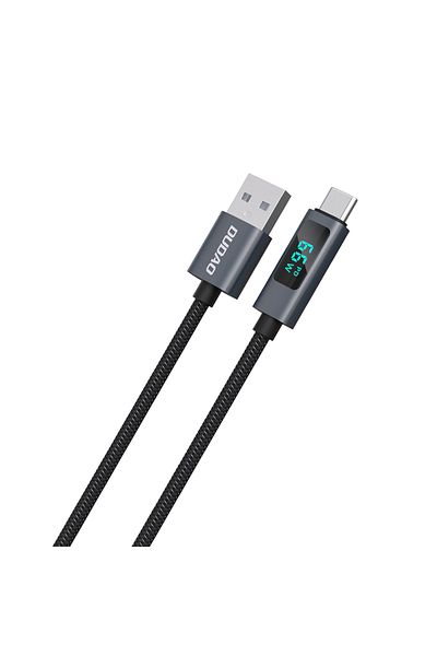 DUDAO Cablu L7T USB-A - USB-C 66W cu afișaj LED 1m - Negru