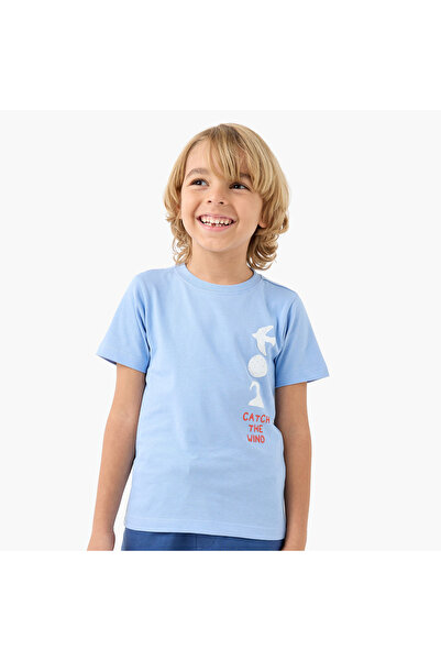 Juniors 3-Piece Printed Crew Neck T-shirt and Shorts Set