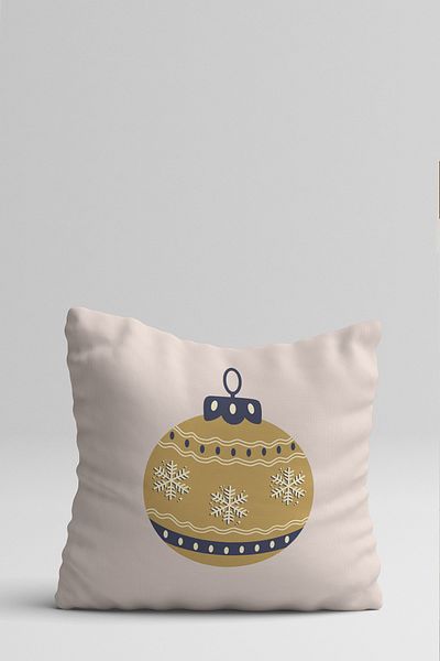 Homeilla New Year Themed Ball and Striped Flower Pattern Digital Printing Double Sided 2-Piece Throw Pillow Cover