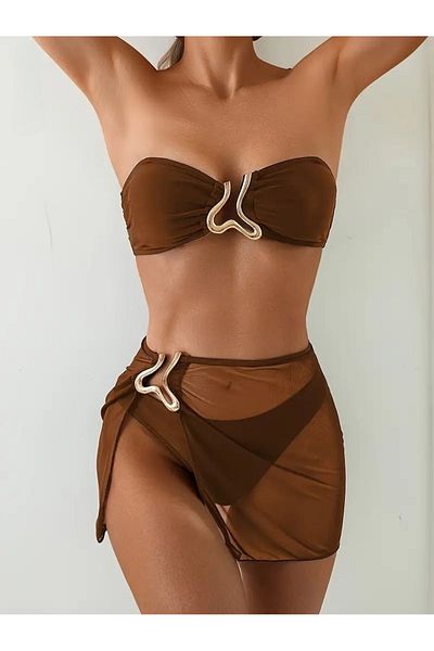 TRAJE DEN Σετ μπικίνι 3 τεμαχίων Διχτυωτό Κάλυμμα