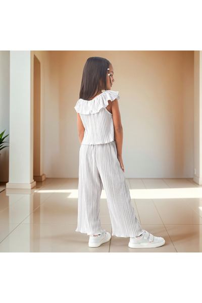 Juniors Textured Top and Wide Leg Pant Set