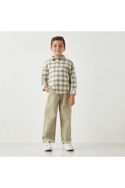 ELIGO Solid Pants with Drawstring Closure and Pockets