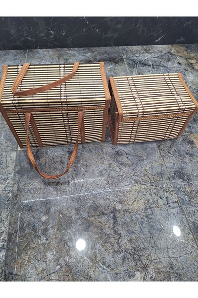 EMPA A V M Комплект от по две сгъваеми плетени чанти (36x25x17) и сгъваеми плетени кошници (20x30x19)