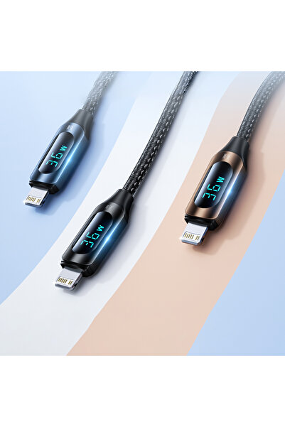 WOZINSKY Kabel przewód do iPhone USB-C - Lightning z wyświetlaczem LED 36W 2m czarny