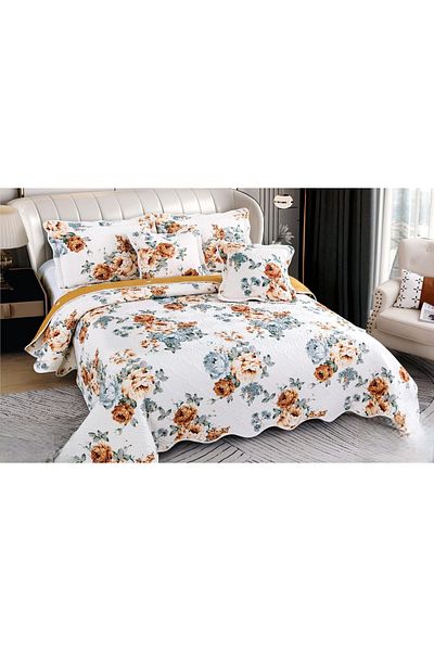 CHIRASO Set Cuvertură Bumbac Finet, Cuvertură 230x250cm, 2 Fețe Pernă 60x80cm, 2 Fețe Pernă 55x55cm
