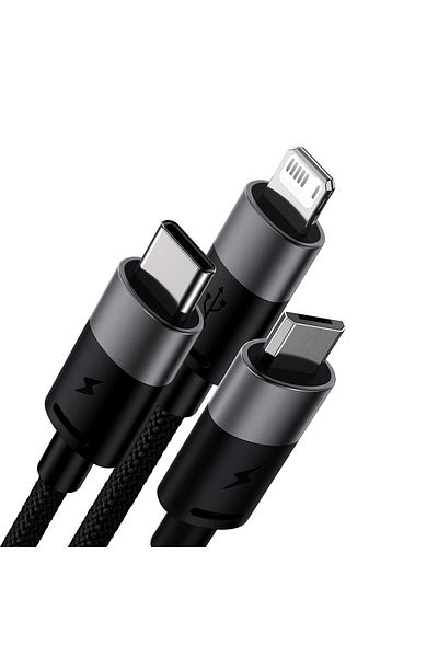 Baseus Kabel przewód do telefonu StarSpeed 3w1 USB - micro USB / iPhone Lightning / USB-C 1.2m - czarny