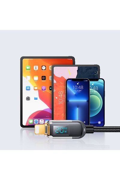 Joyroom Kabel przewód do iPhone USB-C - Lightning z wyświetlaczem 20W 1.2 m czarny