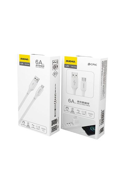 DUDAO Cablu L2SM USB-A - micro USB 6A 1,2 m - alb