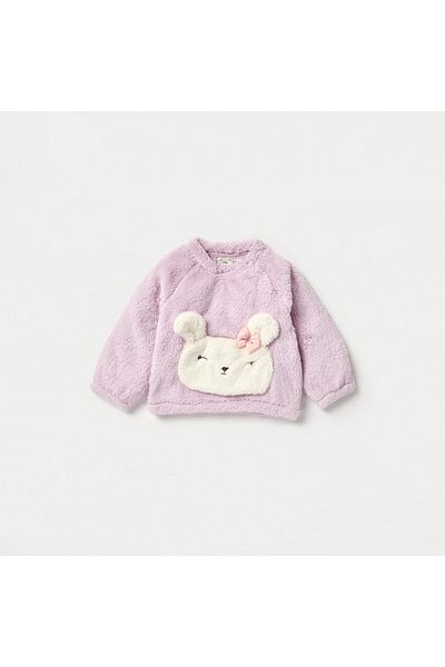 Juniors Bunny Applique Long Sleeves T-shirt and Joggers Set