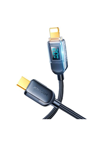 Joyroom Kabel przewód do iPhone USB-C - Lightning z wyświetlaczem 20W 1.2 m czarny