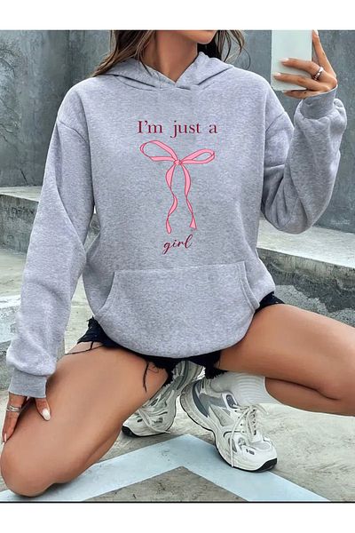 herkesemoda I'M Just Girl Detailed Sweatshirt