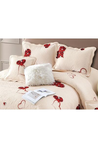 CHIRASO Set Cuvertură Bumbac Finet, Cuvertură 230x250cm, 2 Fețe Pernă 60x80cm, 2 Fețe Pernă 55x55cm