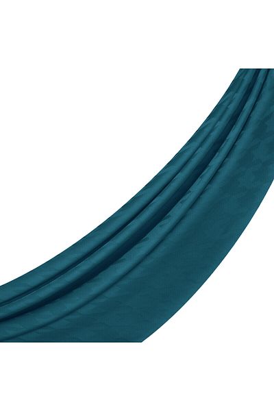 ipekevi Four Seasons Petrol Blue Houndstooth Patterned Monogram Shawl