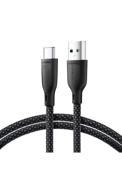 Joyroom Cablu de transfer rapid USB-A - USB-C 100W, serie Multi-Color, negru, 1 m
