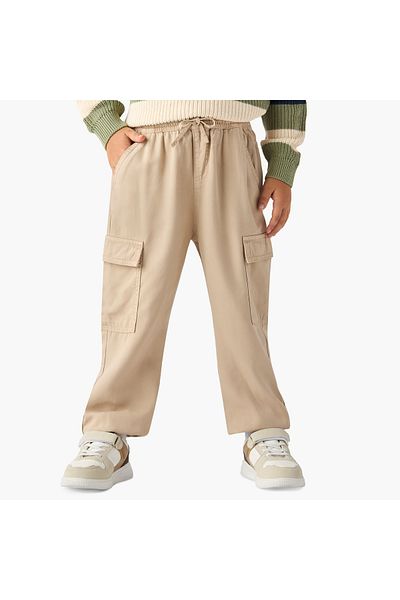 Juniors Solid Pants with Drawstring Closure and Pockets