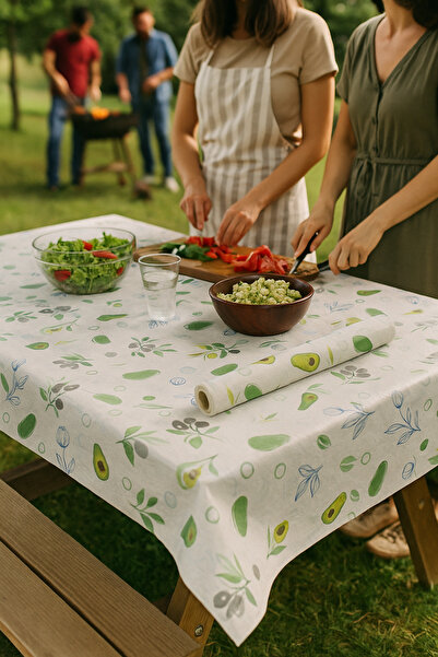 MERİP PLASTİK Tek Kullanımlık Kağıtlı Masa Örtüsü-Avokado -Kullan At Masa Ört...