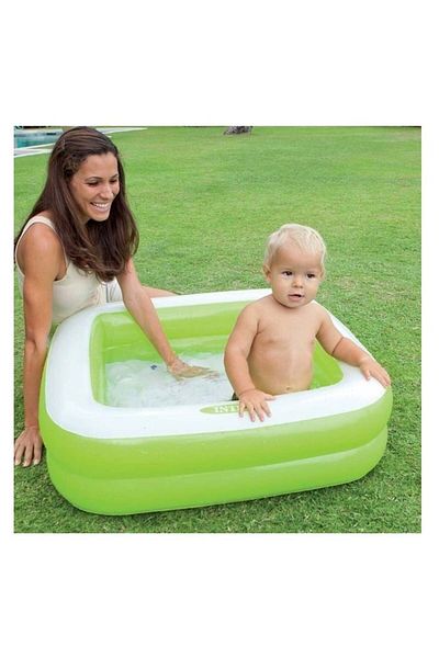 Welora Square Children's Swimming Pool, Intex, water capacity 57 L, size 86x86x25cm, green-white