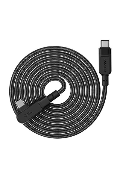 Acefast Cablu USB-C împletit în unghi, 100W, 20V, 5A, 2m, negru