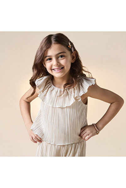 Juniors Pleated Sleeveless Top and Pants Set