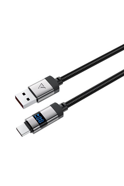 Acefast Cablu USB-A - USB-C cu afișaj 480Mb/s 66W 1.2m - negru