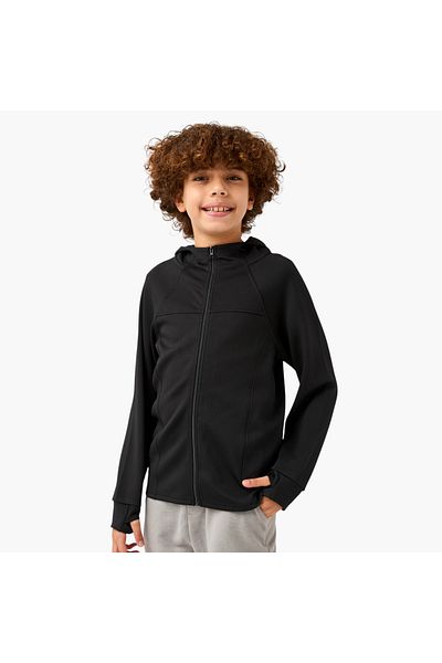 Juniors Solid Zip Through Jacket with Hood