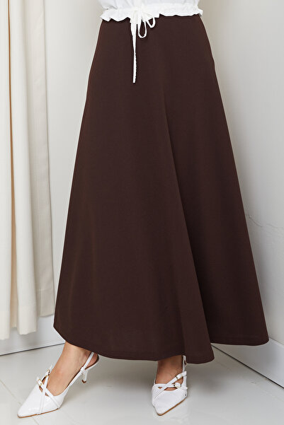 FERHEL Scuba Waist Elastic Rhat Cut Flared Hijab Skirt