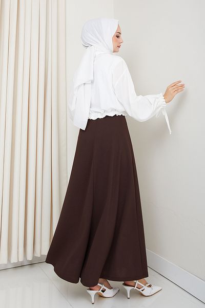 FERHEL Scuba Waist Elastic Rhat Cut Flared Hijab φούστα