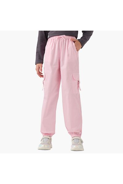 Juniors Solid Pants with Elasticated Waistband and Pockets
