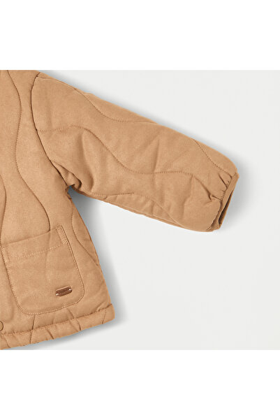 giggles Quilted Jacket with Snap Button Closure and Long Sleeves