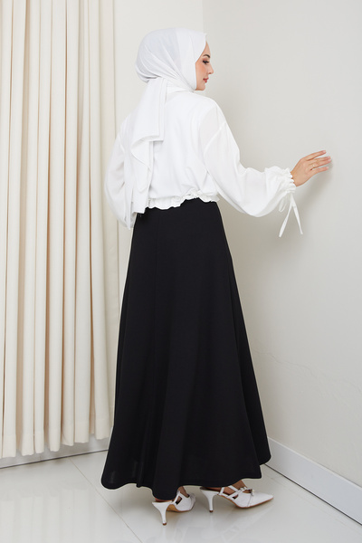 FERHEL Scuba Waist Elastic Rhat Cut Flared Hijab φούστα