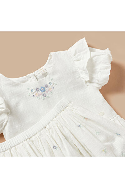 giggles Floral Embroidered Top and Skirt Set