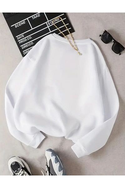 herkesemoda Hanorac cu fleece în interior cu decolteu cu imprimeu floral