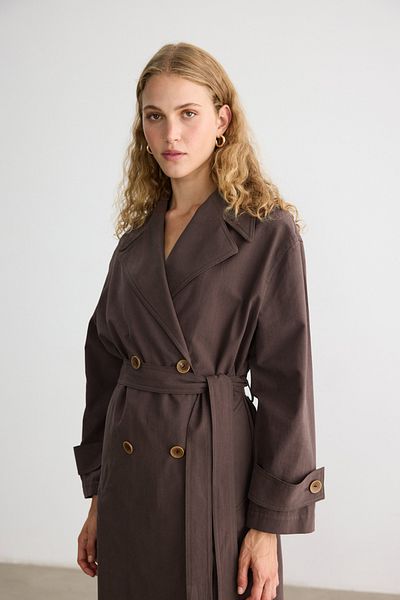 BE BLUE Brown Cotton Trench Coat