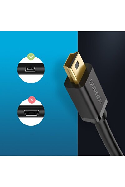 Ugreen Kabel przewód USB - mini USB 480Mbps 1m czarny
