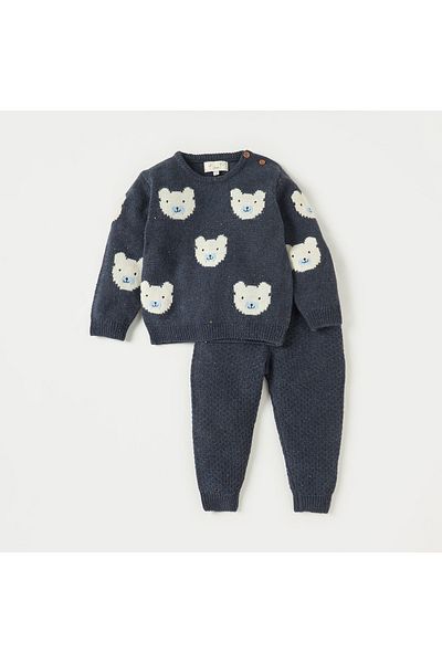 Juniors 2-Piece Bear Print Sweater and Joggers Set