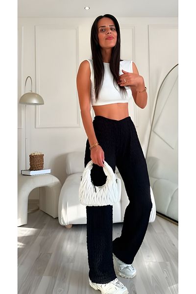 IŞILDA FASHION Women's Wrinkle Fabric Trousers