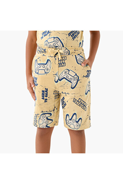 Juniors Gamer Print 3-Piece T-shirts and Shorts Set