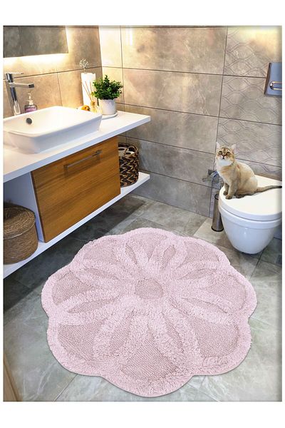 CottonCrafty Cotton Tufting Water Absorbent Bath Mat, Bathroom Carpet Lotus 120 X 120 cm Anthracite
