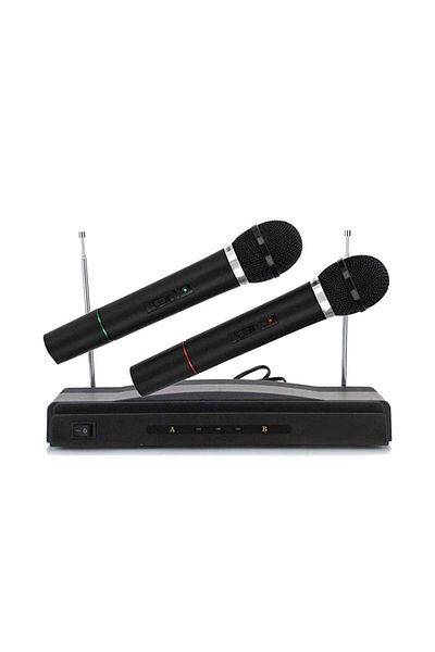Welora Kit karaoke cu 2 microfoane și stație de microfon incluse, Negru - 550 x 150 mm