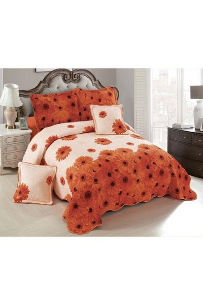 CHIRASO Set Cuvertură Bumbac Finet, Cuvertură 230x250cm, 2 Fețe Pernă 60x80cm, 2 Fețe Pernă 55x55cm