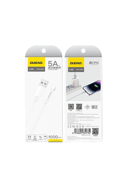 DUDAO Kabel przewód do ładowania L4SL USB-A - iPhone Lightning 2A 1m - biały