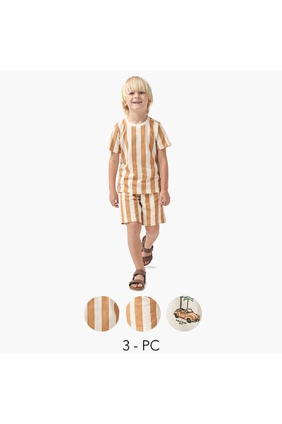 Juniors 3-Piece Printed T-shirt and Shorts Set
