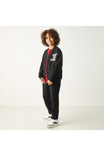 Juniors Applique Detail Long Sleeves Jacket with Pockets and Button Closure