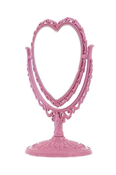 fun zone XPXKJ Heart-Shaped Table Top Makeup Mirror Pink