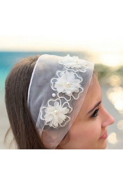 OEM Bridal scarf with embroidery and pearls