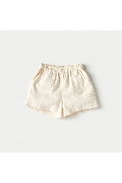 giggles Juniors Floral Embroidered Bow Applique Top and Elasticated Shorts Set