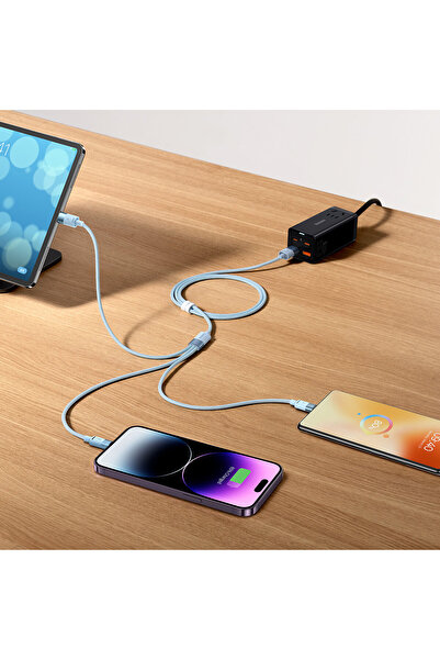 Baseus Cablu telefon StarSpeed 3 în 1 USB - micro USB / iPhone Lightning / USB-C 1,2 m - negru